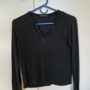 Brandy Melville Dark Gray Henley Top (OS/XS)